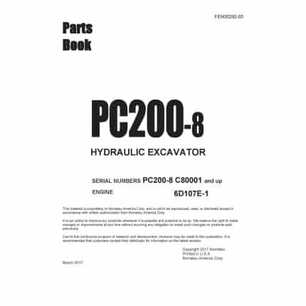 komatsu fen00292 03 komatsu pc200 8 pc200lc 8 pc220 8 pc220lc 8 hydraulic excavator pdf parts manual