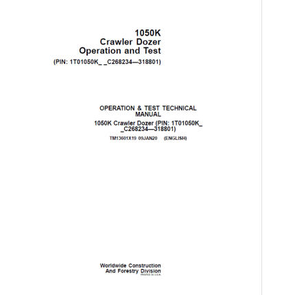 John Deere 1050K Crawler Dozer Service Manual