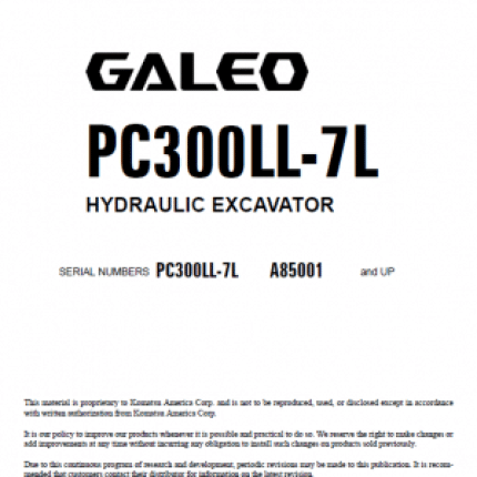 Komatsu Galeo PC300LL-7L Excavator Service Manual