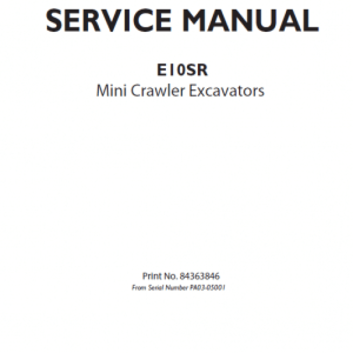 New Holland E10SR Mini Excavator Service Manual