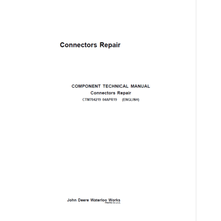 John Deere Connectors Repair Component Technical Manual