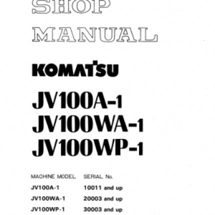 Komatsu JV100A-1, JV100WA-1, JV100WP-1 Drum Rollers Manual