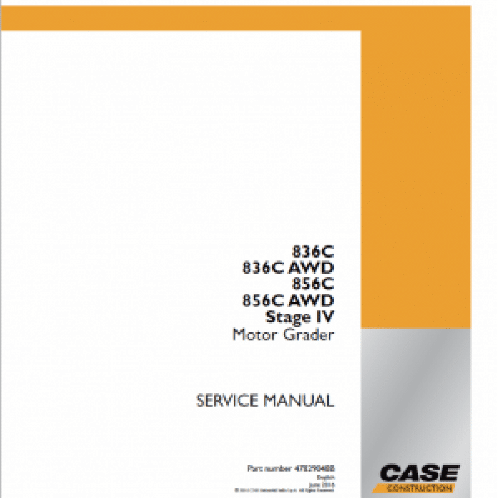 Case 836C, 836C AWD, 856C, 856C AWD Grader Service Manual