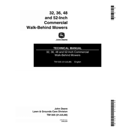 John Deere 32 36 48 52 inch Commercial Walk Behind Mowers Repair Manual TM1305 1 600x776 1