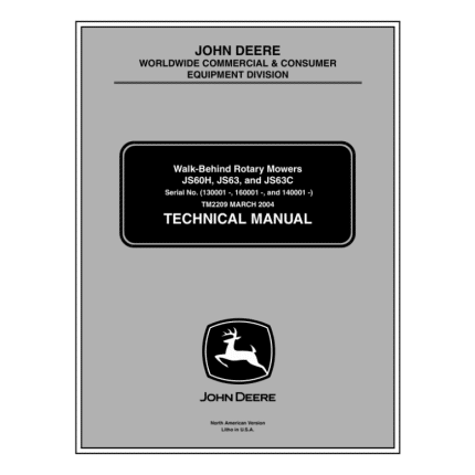 John Deere JS60H JS63 JS63C Walk Behind Rotary Mowers Repair Manual TM2209 1 600x776 1