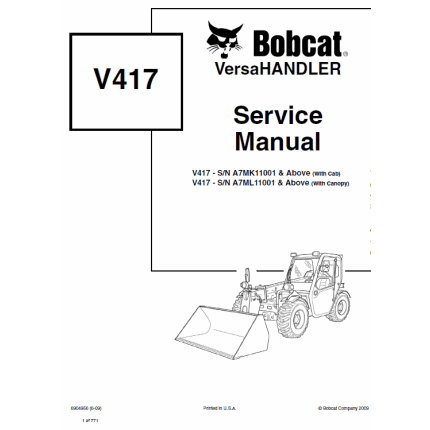 Bobcat V417 Versa HANDLER Telescopic Service Manual