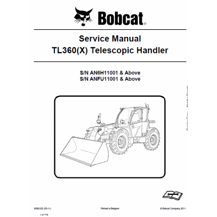 Bobcat TL360 and TL360X Telescopic Handler Service Manual