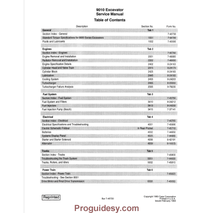 Case 9010 Excavator Service Repair Manual